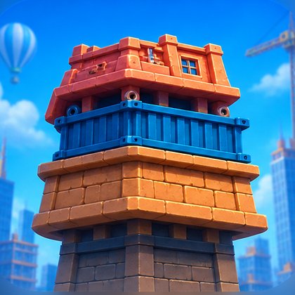 Three stacked blocks forming a tower in Tower Dash